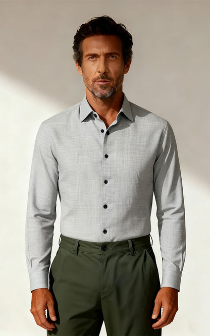 Mist Gray Wrinkle-Free Tailored Dress Shirt - WIAI