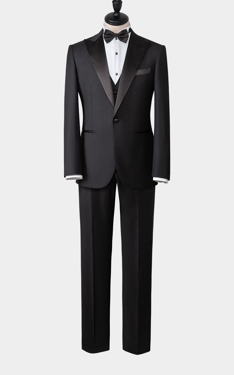 Black satin custom tuxedo formal business suit men's