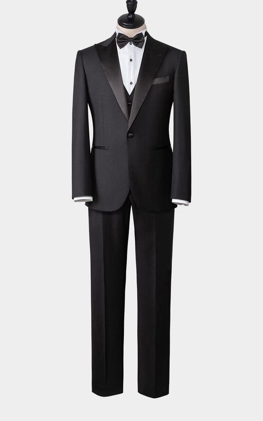 Black satin custom tuxedo formal business suit men's