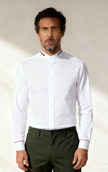 WIAI Men's Custom Embroidered White Dress Shirt