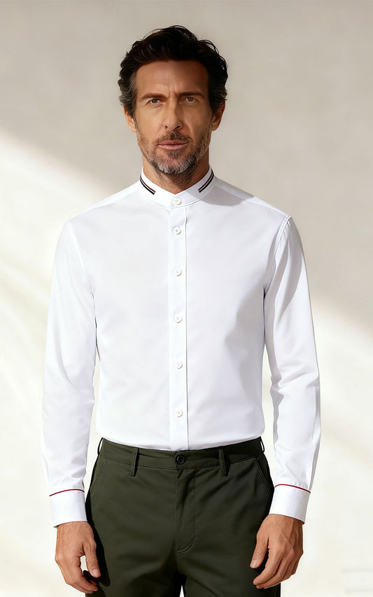 WIAI Men's Custom Embroidered White Dress Shirt