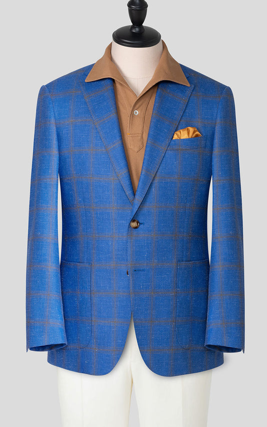 Custom blue blazer front view tailored men's online