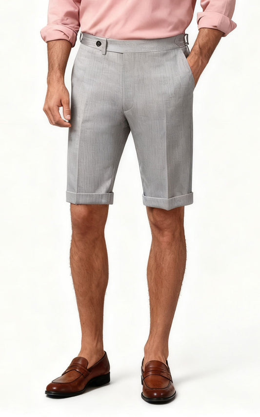 Men's Light Grey Twill Shorts - Custom Casual Pants