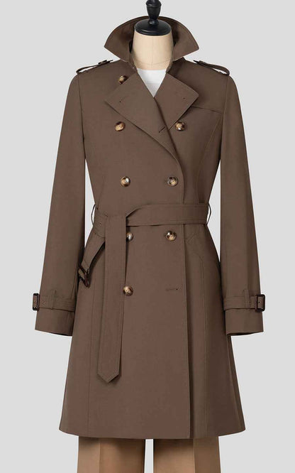 Classic Brown Double-Breasted Trench Coat