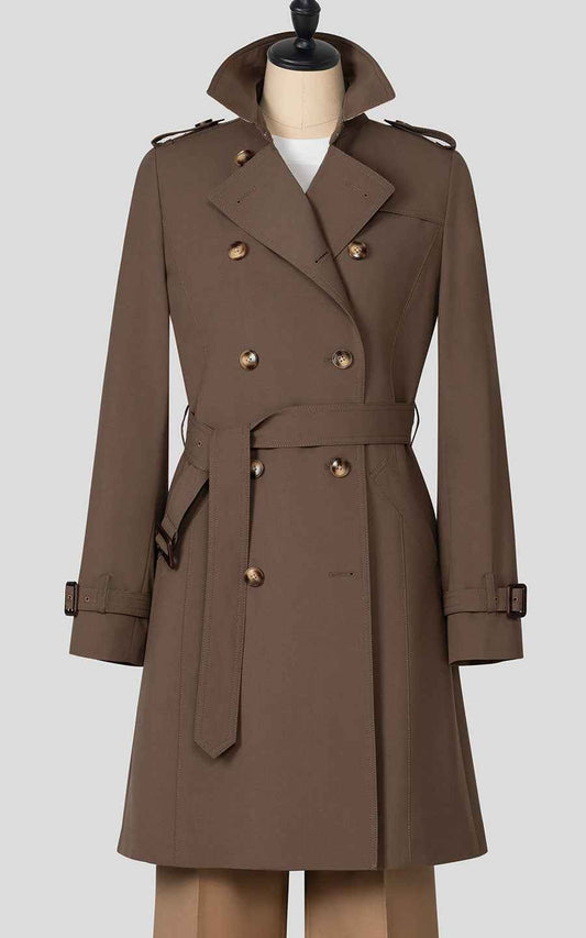 Classic Brown Double-Breasted Trench Coat