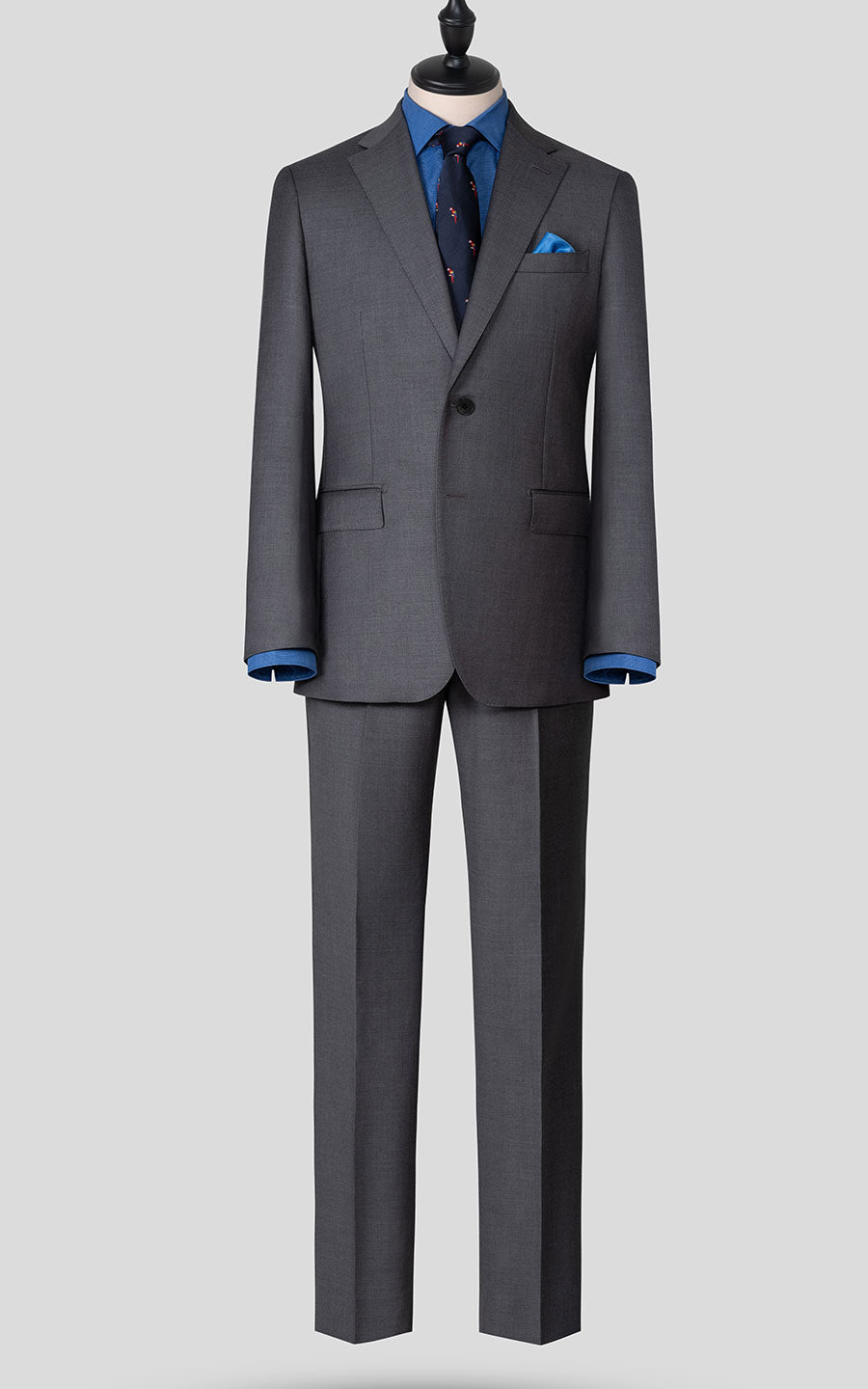 Men's gray anti-wrinkle elastic bespoke business suit