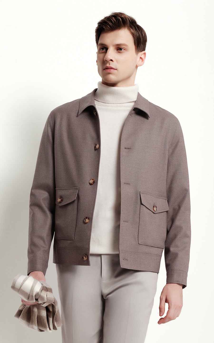 Casual coffee-colored custom men's jacket