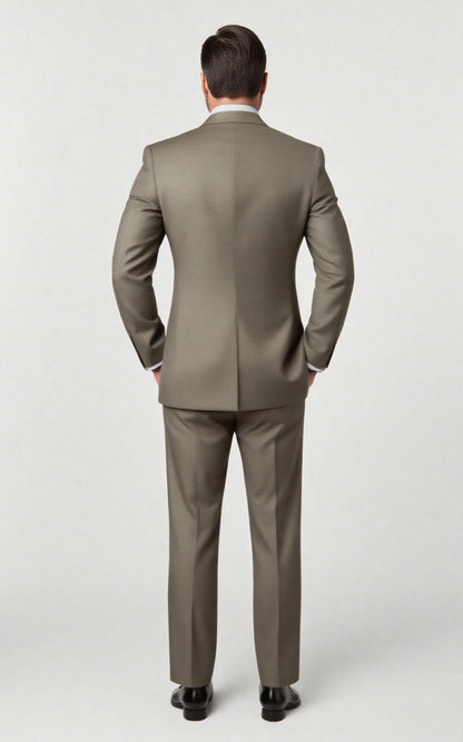 Custom Dark Grey-Brown Twill Men's Suit Set - Tailored