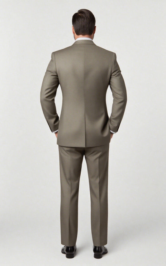 Custom Dark Grey-Brown Twill Men's Suit Set - Tailored