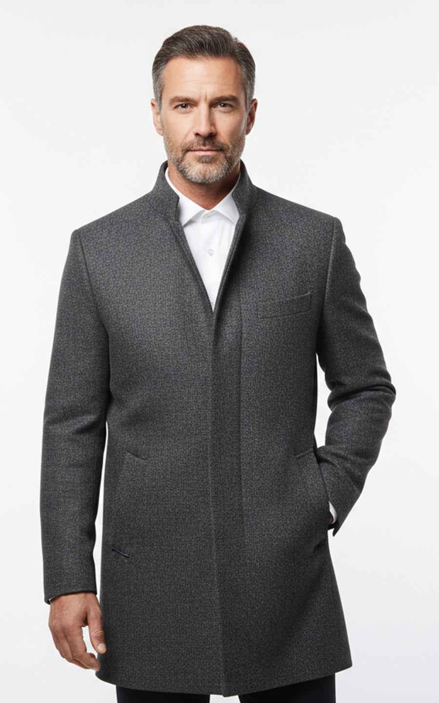 Men's premium grey custom autumn/winter casual overcoat
