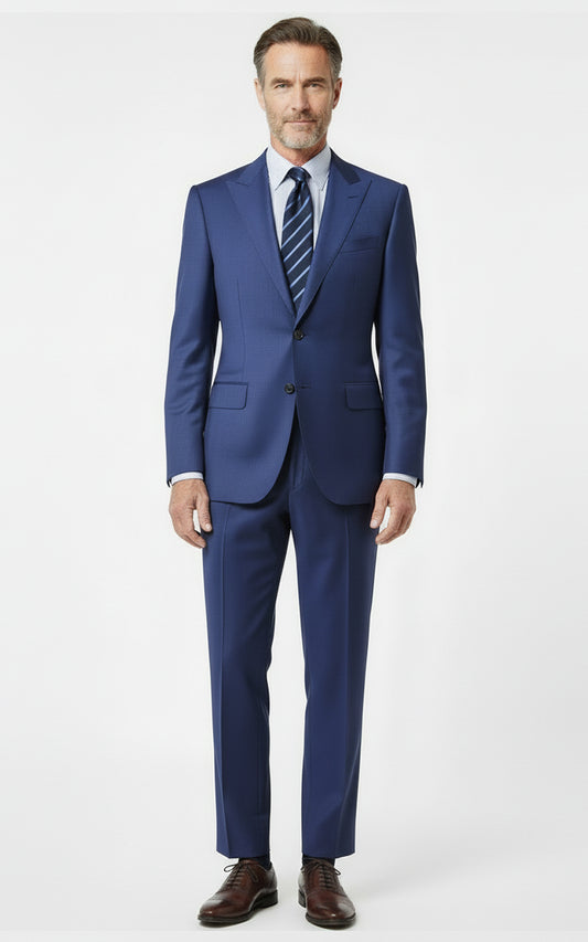 Mens Navy Blue Custom Suits Business Formal Tailored Set