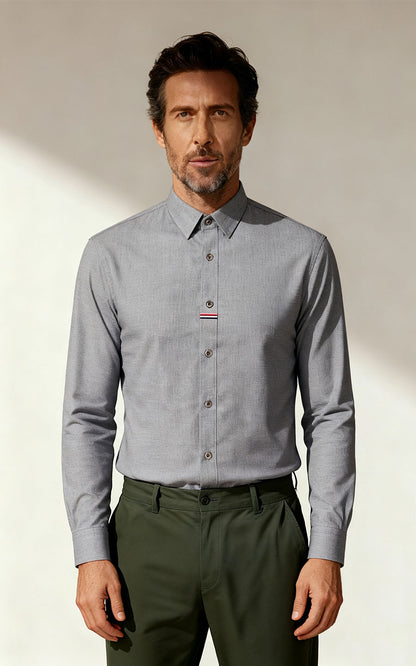 Custom Gray Textured Business Dress Shirt - Tailored Fit