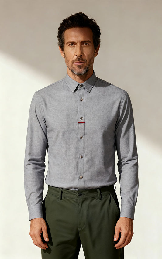 Custom Gray Textured Business Dress Shirt - Tailored Fit