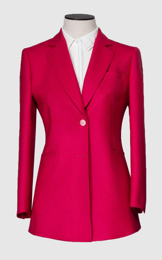 Women's Red Single Button Blazer - Professional Suit Jacket
