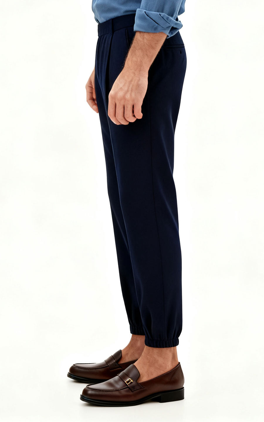 Custom Pants Dark Blue Organic Wool Suit Pants-Tailored Fit