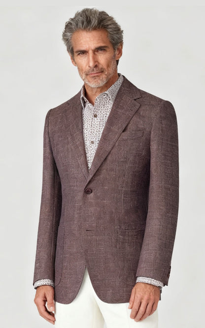 WIAI Brown Plaid Wool Blazer - Custom Men's Suit Jacket