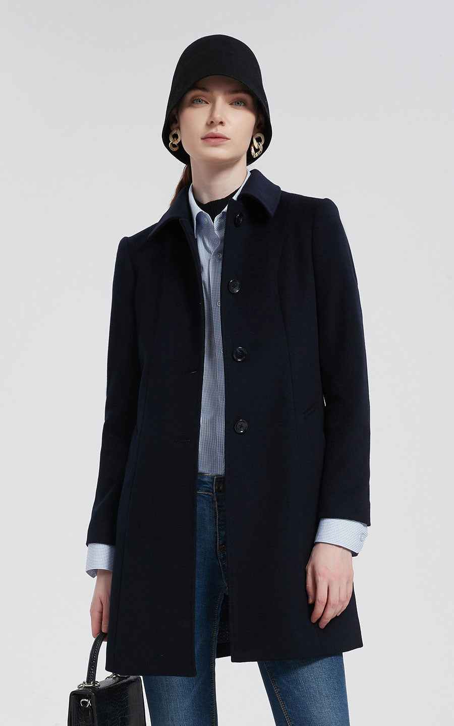 Black Customized Windbreaker Women's Long Jacket Coat