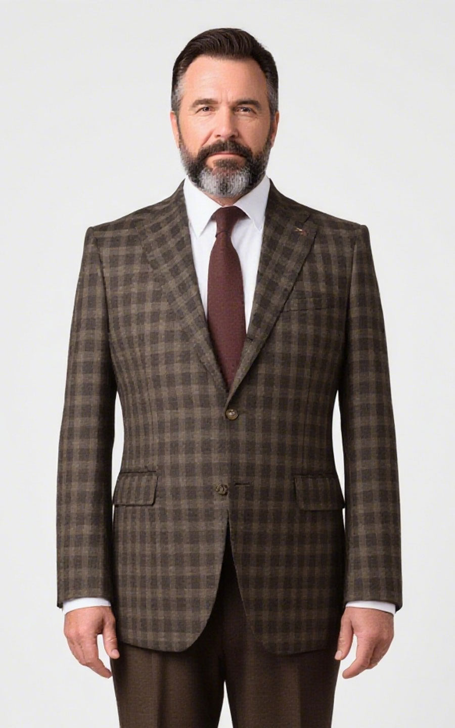 Dark Brown Plaid Blazer - Premium Tailored Suit Jacket