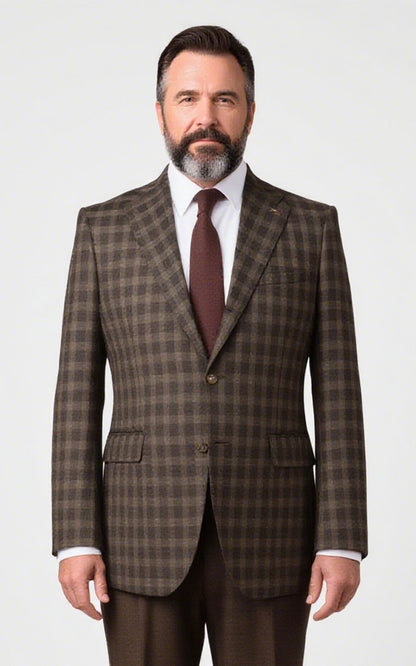 Dark Brown Plaid Blazer - Premium Tailored Suit Jacket