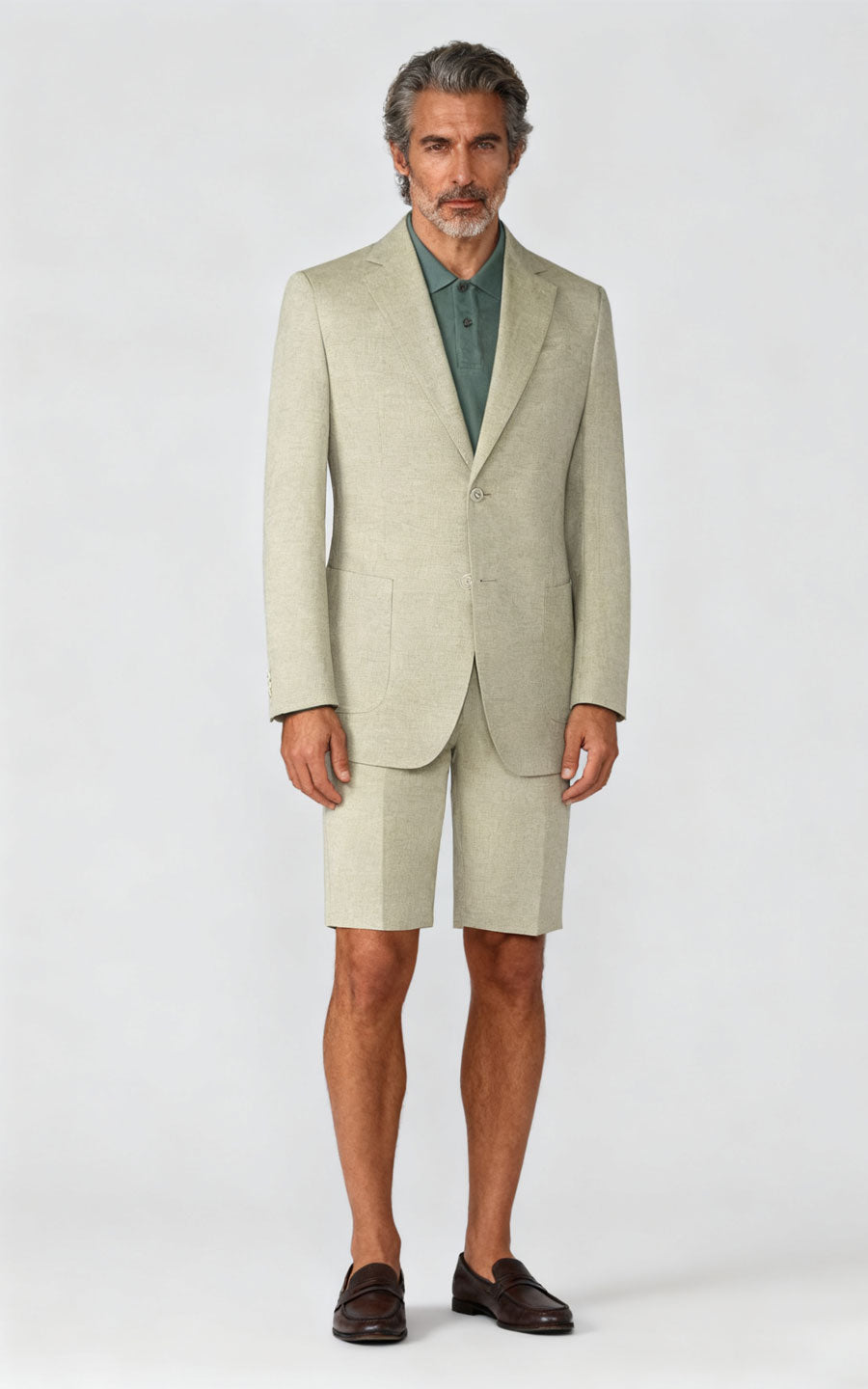 mens custom suits Khaki Linen Men's Casual Suit Set - Bespoke Fit