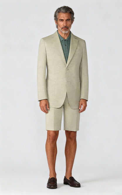 mens custom suits Khaki Linen Men's Casual Suit Set - Bespoke Fit