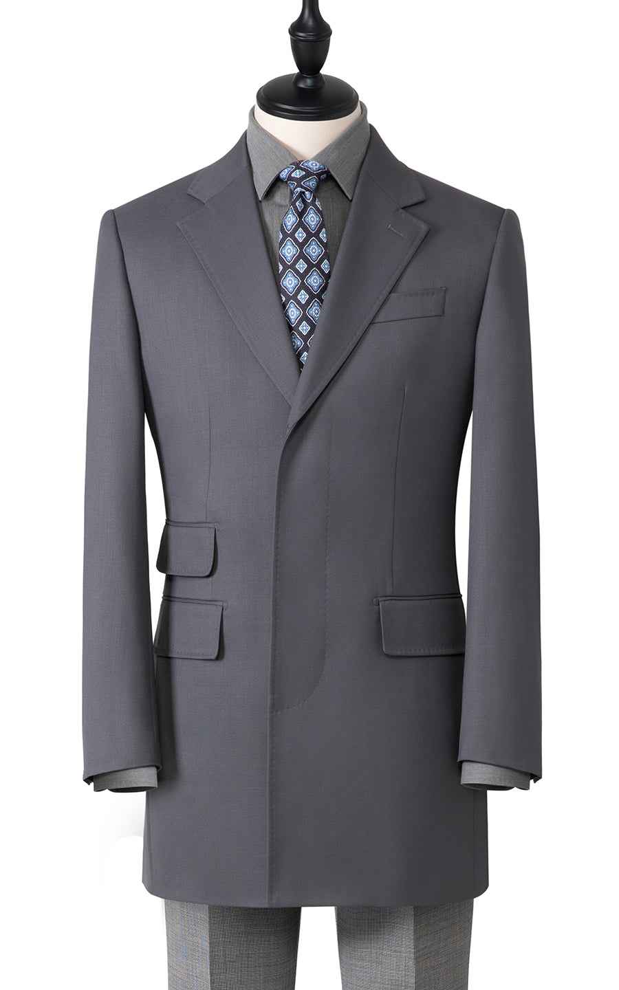 Charcoal Grey Overcoat Men Tailored Double Breasted Winter Formal