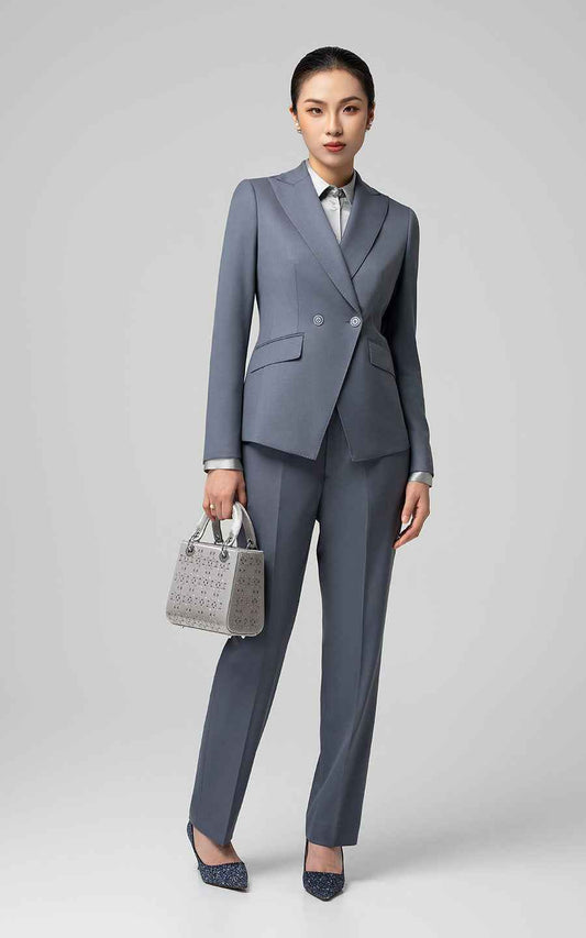 Women's Black Double-Breasted Business Suit Set