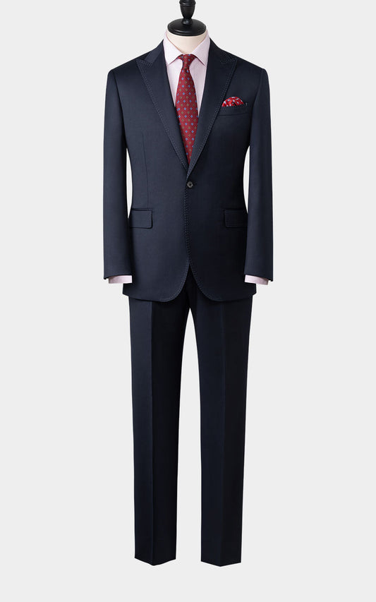 Navy blue camel silk custom business suit tailored fit