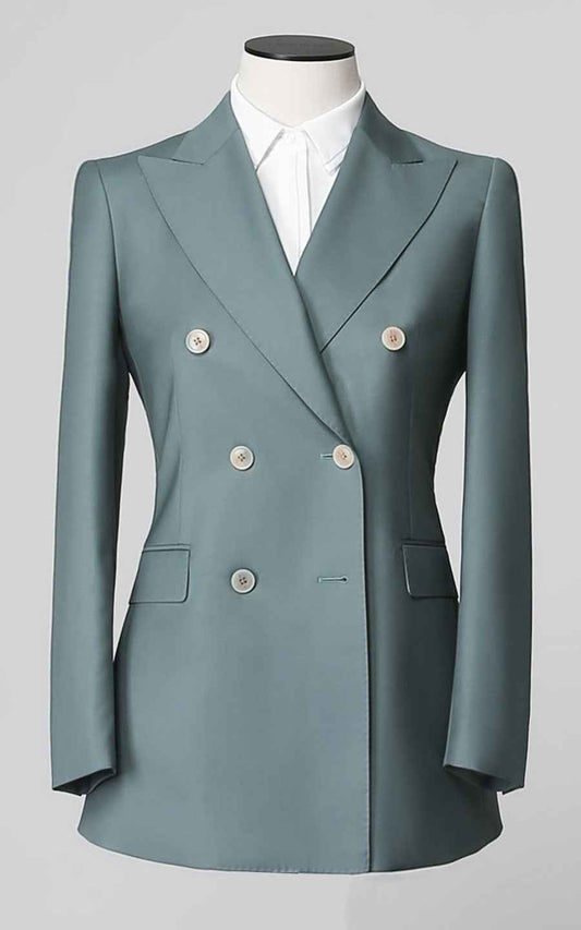 Sage Green Double-Breasted Blazer - Professional Style