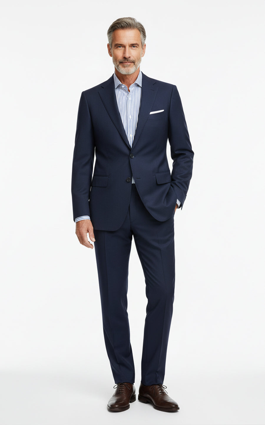 Mens Business Formal Navy Wool Custom Suits Set