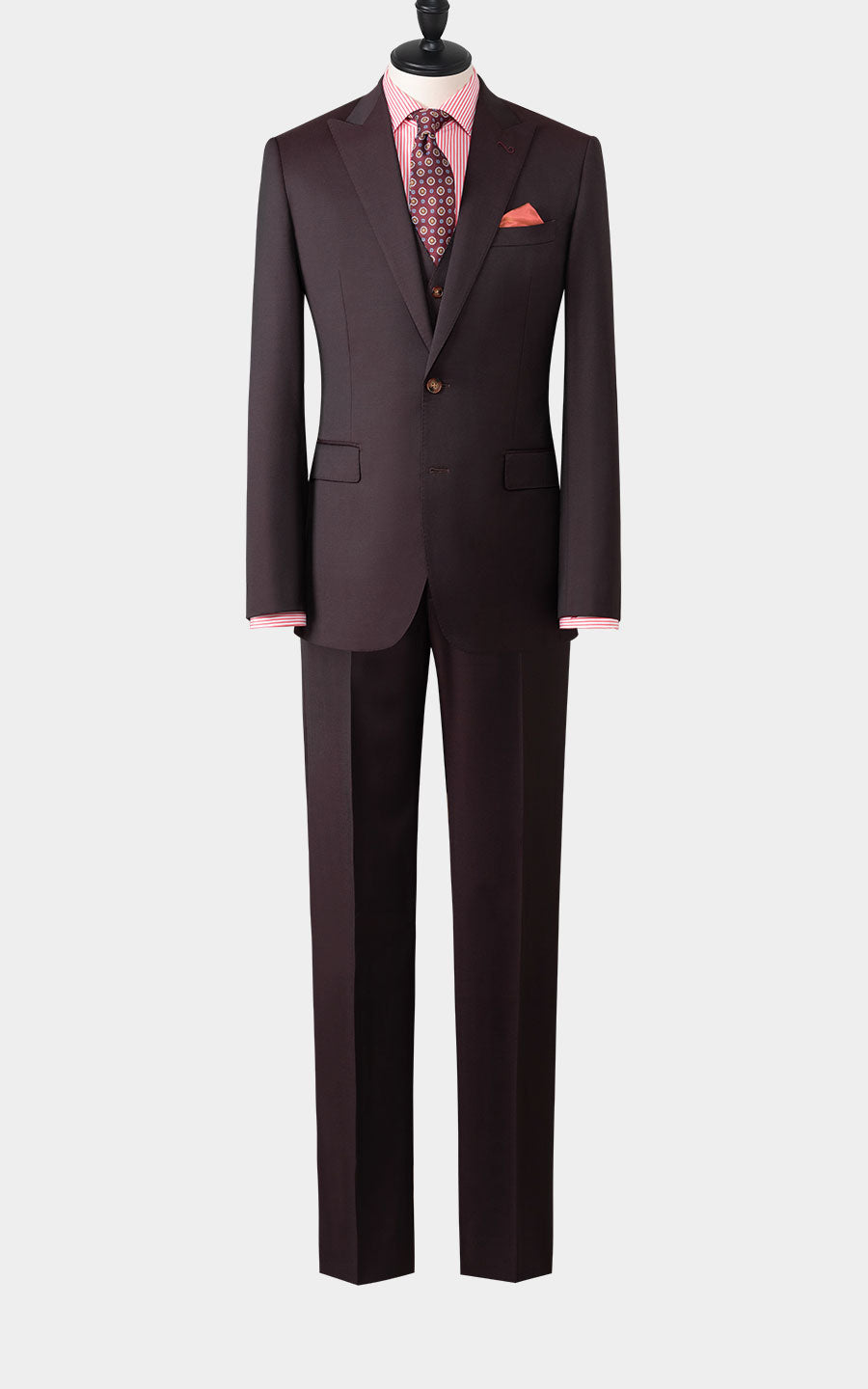 Custom burgundy twill suit tailored formal menswear