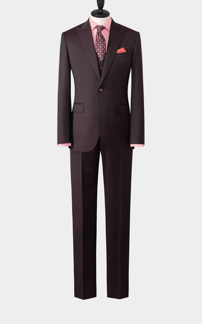 Custom burgundy twill suit tailored formal menswear