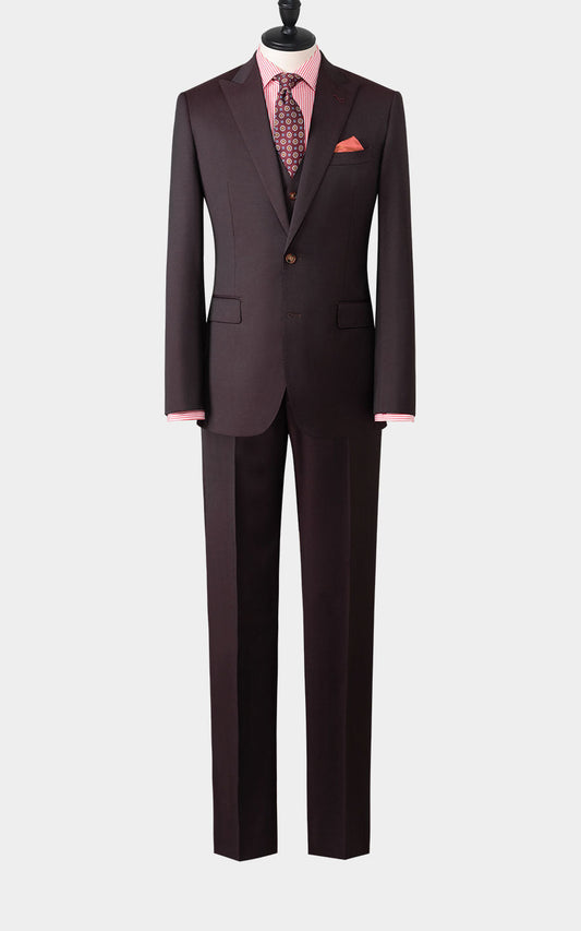 Custom burgundy twill suit tailored formal menswear