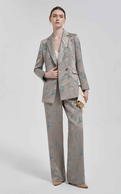 Women's Blazer Set Pastel Camo Trouser Suit
