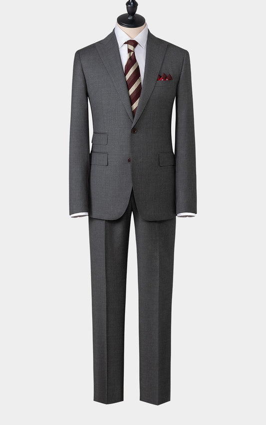 Custom medium grey twill suit tailored business formal