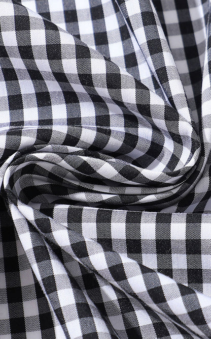 Cotton Polyester Blend Fabric - Ivy Grey Check Shirt