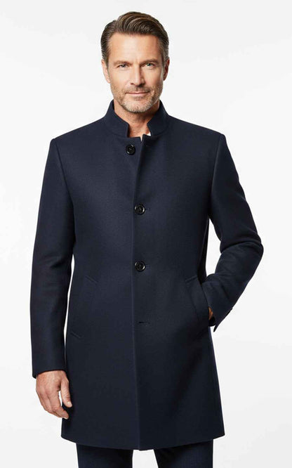Mens Overcoat Navy Blue Tailored Business Formal