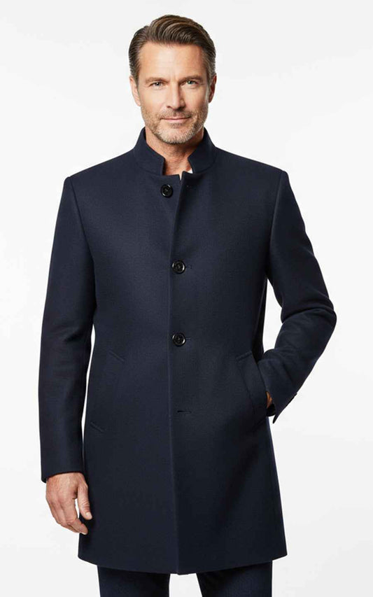 Mens Overcoat Navy Blue Tailored Business Formal