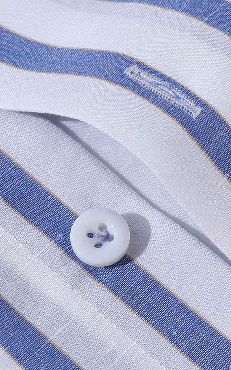 Blue White Striped Men's Shirts - Long Sleeve Custom Fit