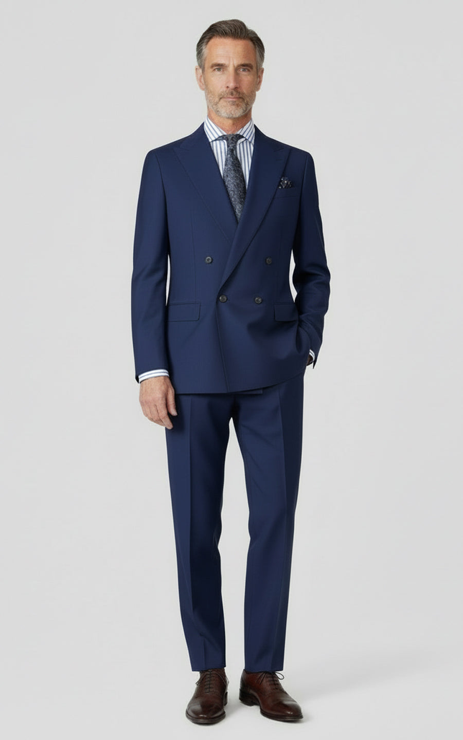 Custom Fit Navy Wool Suit Men Business Formal Set