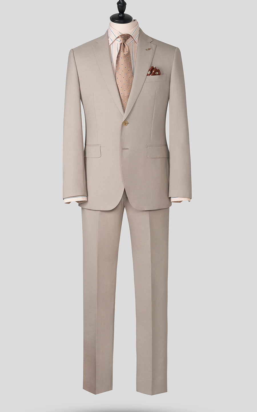 Khaki twill bespoke online custom suits tailored fit