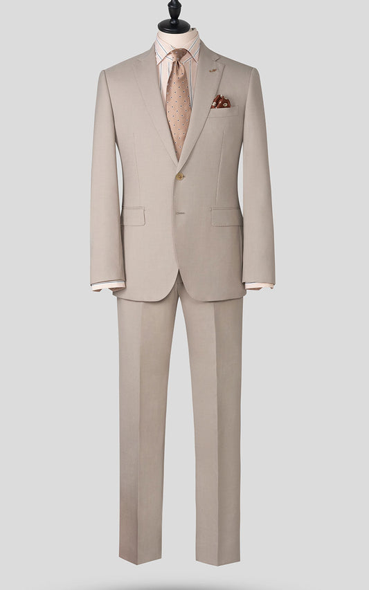 Khaki twill bespoke online custom suits tailored fit