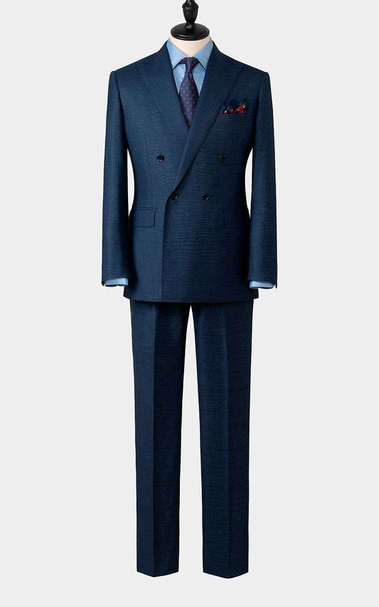 Suit custom Navy Blue Wool Business Suit Set for Men