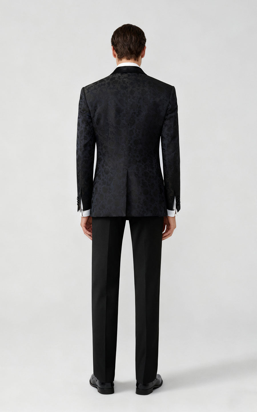 Navy Blue Moire Jacquard Custom Tuxedo - Elegant Formal