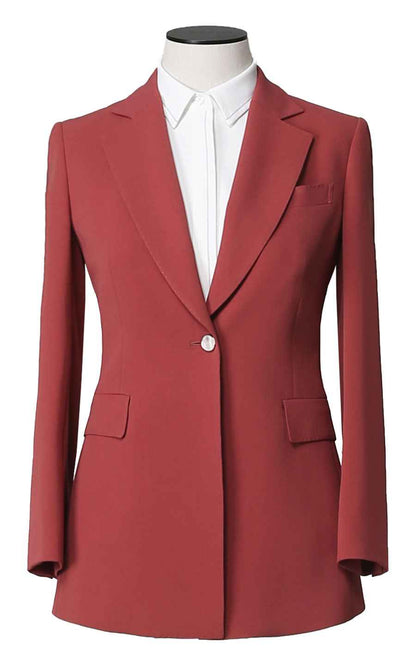 Women's Red Single-Button Blazer