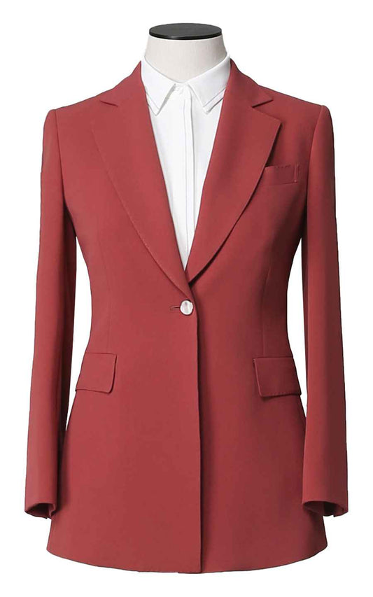 Women's Red Single-Button Blazer