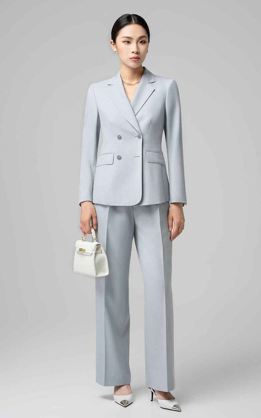 Women's Light Blue Professional Business Suit Set