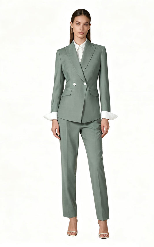 Sage Green Double-Breasted Suit Set