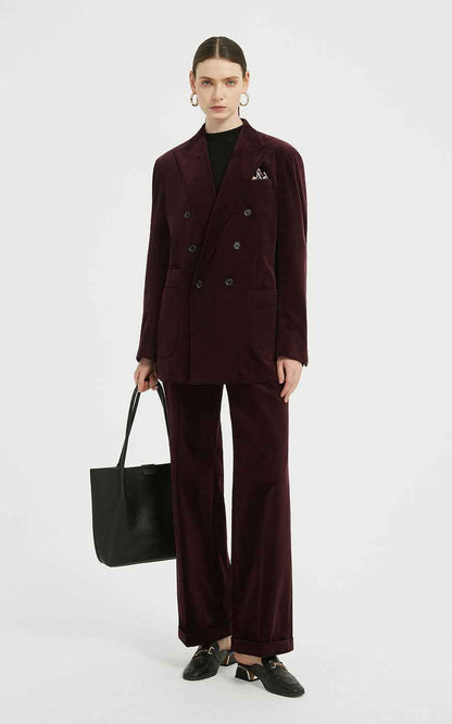 Custom Suits - Burgundy Double-Breasted Blazer Set
