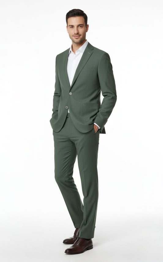 Mens Light Green Bespoke Business Suit Wedding Formal Set
